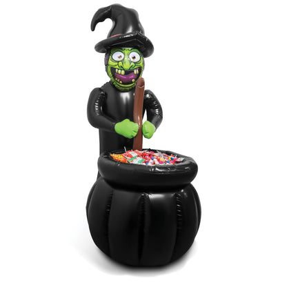 48" Inch Summerween Inflatable Witches Cauldron Outdoor Halloween Candy Holder Bowl - Up to 72 Drink Beverage Cooler and Ice Chest Halloween Party - Inflables De Enfriador Candy Caldron