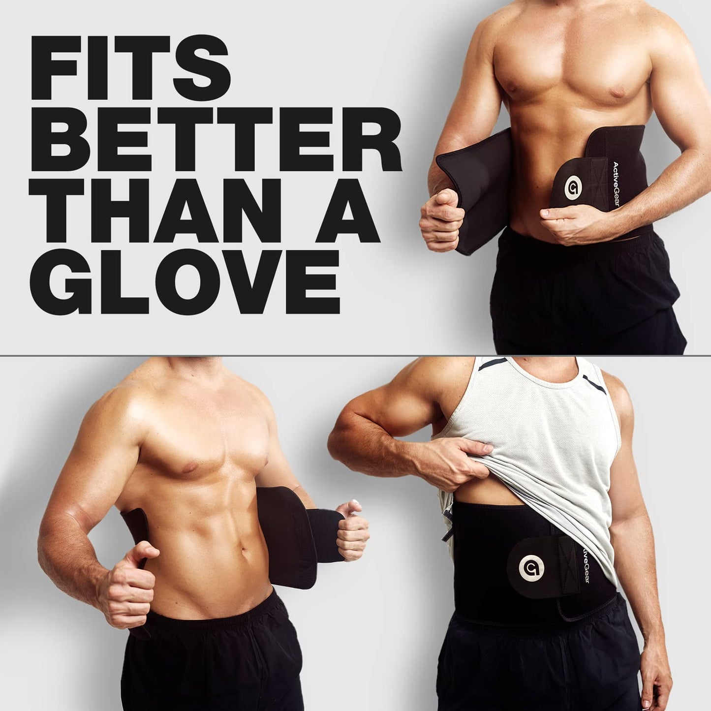 ActiveGear Waist Trimmer Belt for Stomach and Back Lumbar Support, Medium: 8" x 42" - Silver