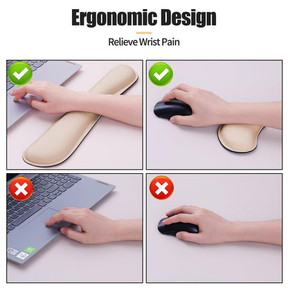 Bloss Leather Desk Pad and Keyboard Wrist Rest, Large Mouse Pad + Keyboard Pad+Mouse Wrist Support, Non-Slip Desk Mat Protector for Office, Home(31.5×15.7 Inches,Beige)