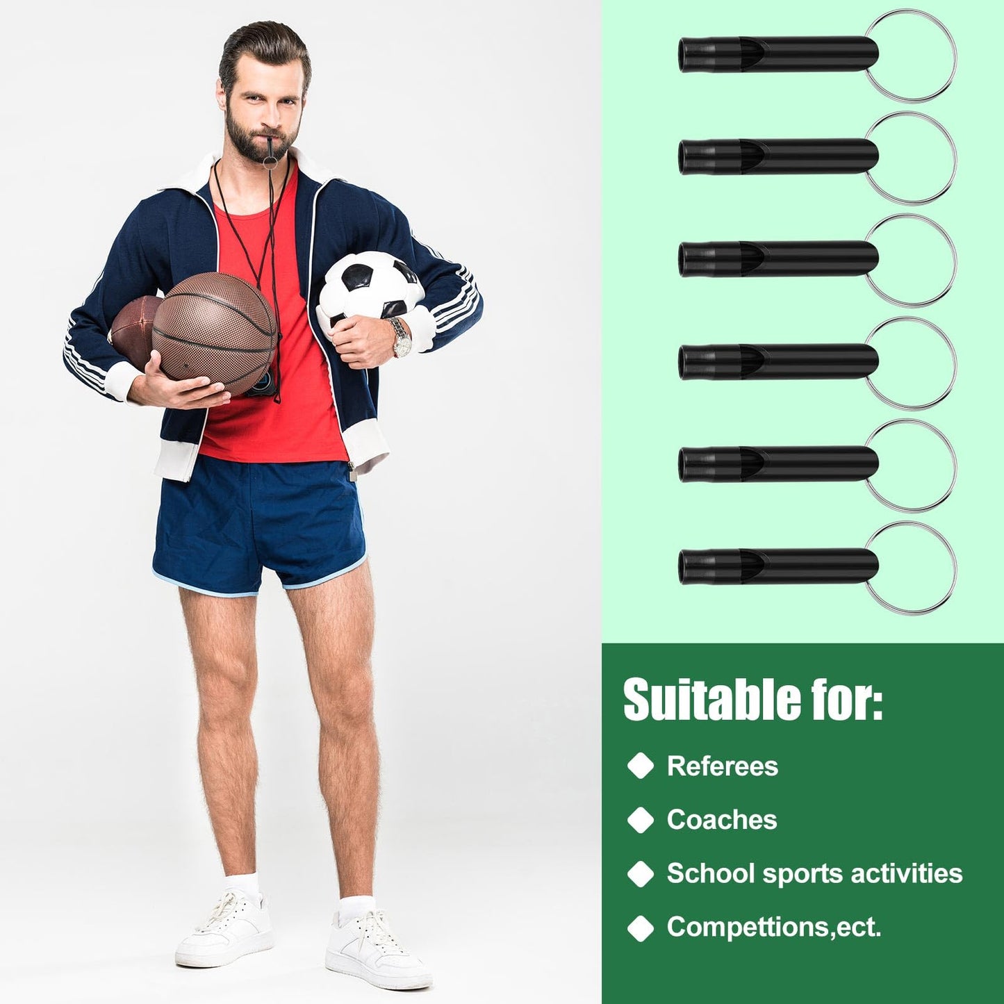 35 Pieces Emergency Whistle with Keychain, Aluminum Emergency Survival Whistle for Camping Hiking Hunting Outdoors Sports, Loud Sound (Black)