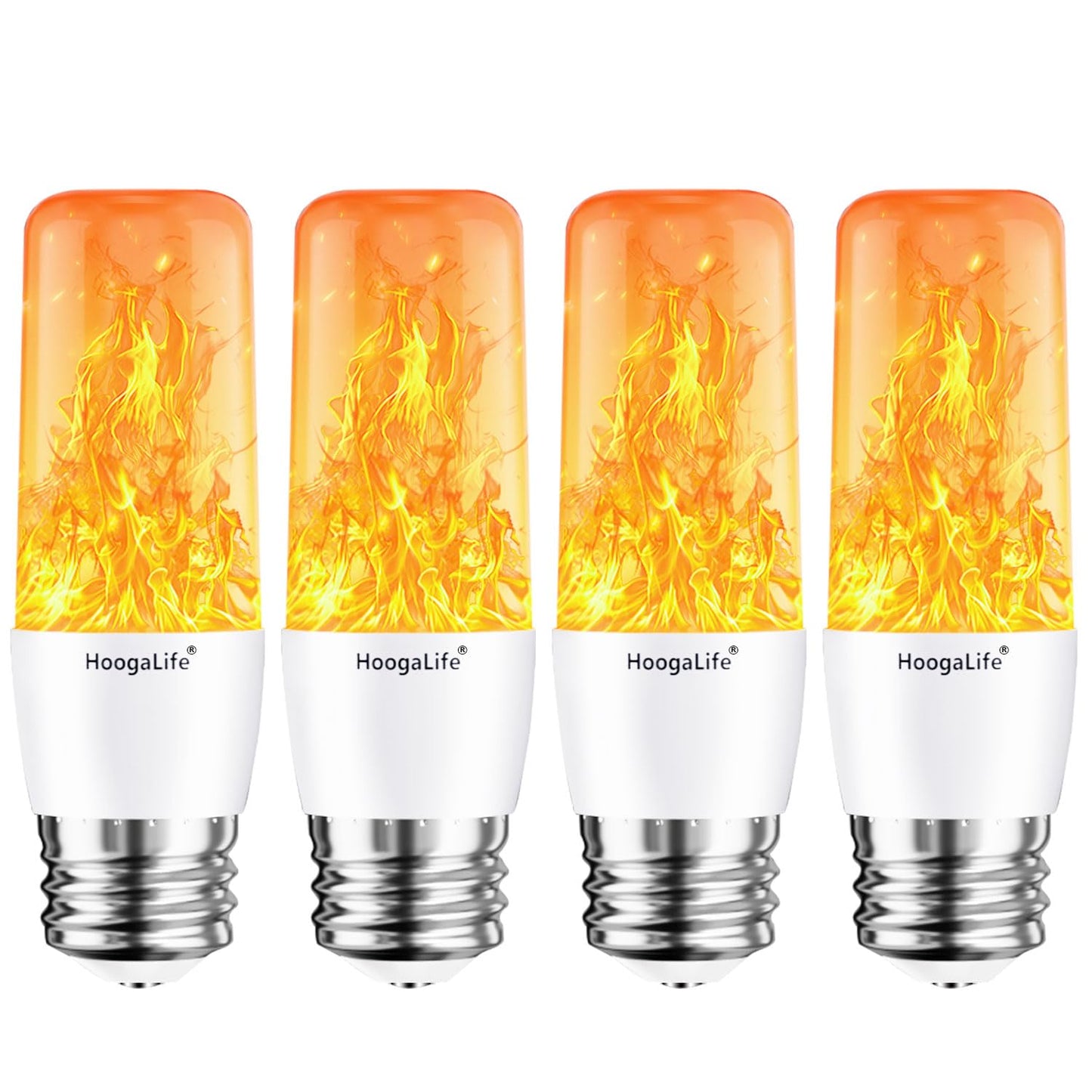 HoogaLife Flame Light Bulbs, E26 Led Flame Light Bulb with Effect of Real Candle Fire Light, 4w Flames Bulbs with Upside Down Effect, for Christmas Halloween Home Party Holiday House Room Porch-4 Pack