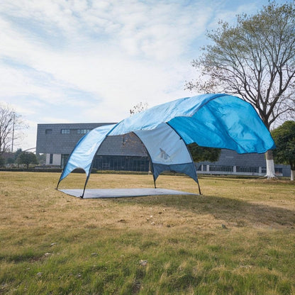 Beach Tent - Beach Shade Canopy Compact Fold (16.9x3.9″), Own Patent, 360° Ventilation, Large Side Storage Pocket, UV Protection Portable Sun Shelter for Beach (Blue, 106*65*61″ with 74.8*98.4″ sail)