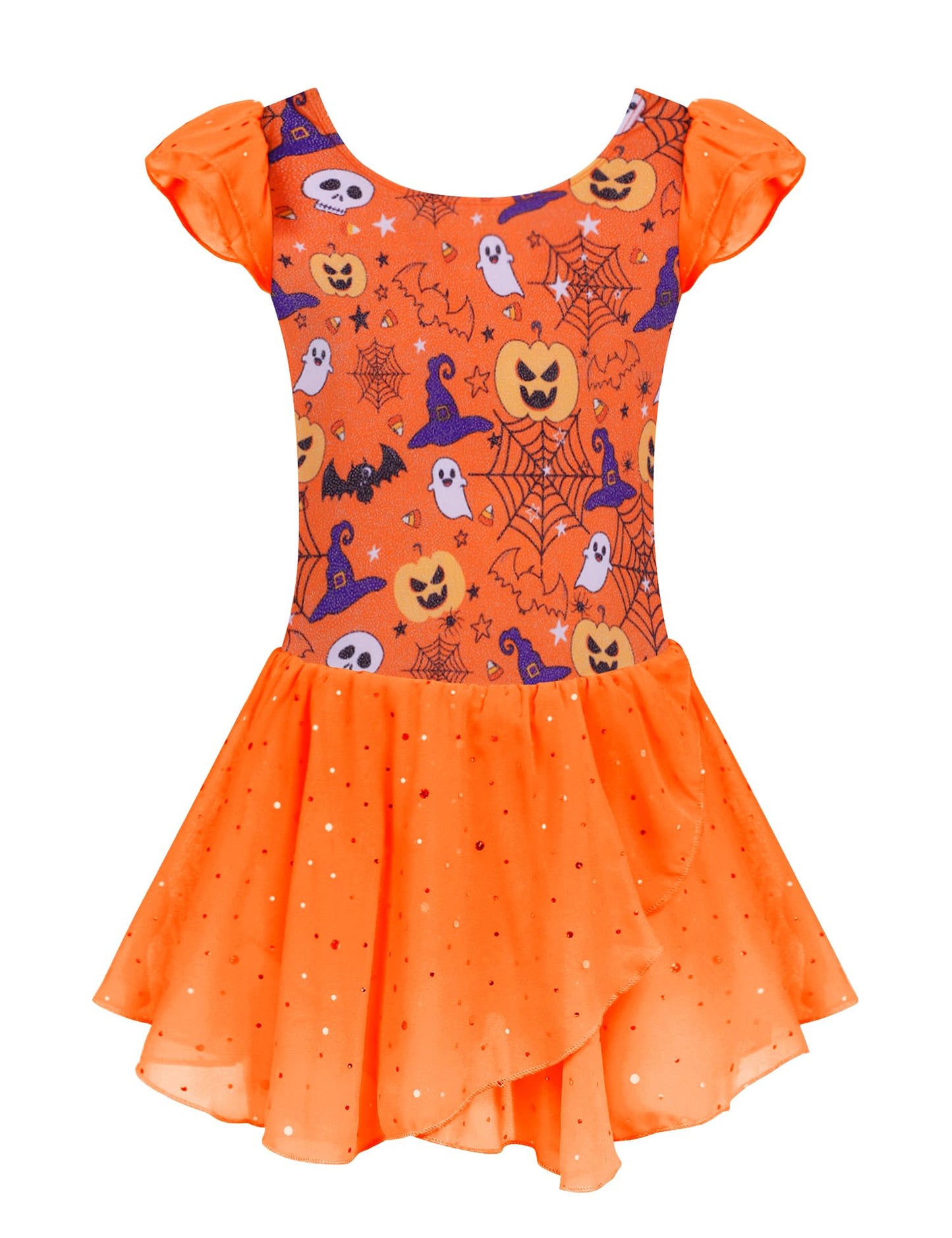 Arshiner Ballet Leotards for Girls Ballet Leotard with Skirt Toddler Flutter Sleeve Dance Dress Halloween 6-7 Years