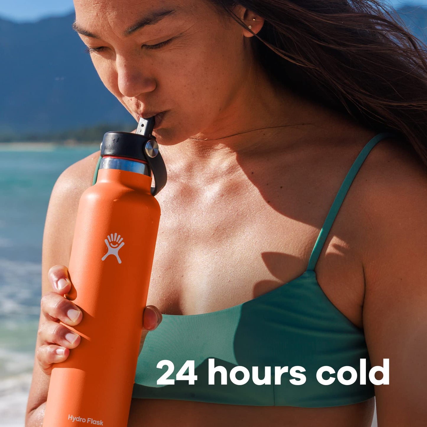 Hydro Flask Water Bottle - Insulated Stainless Steel - Straw Lid, Non Spill, Leakproof 24 Oz Indigo Blue