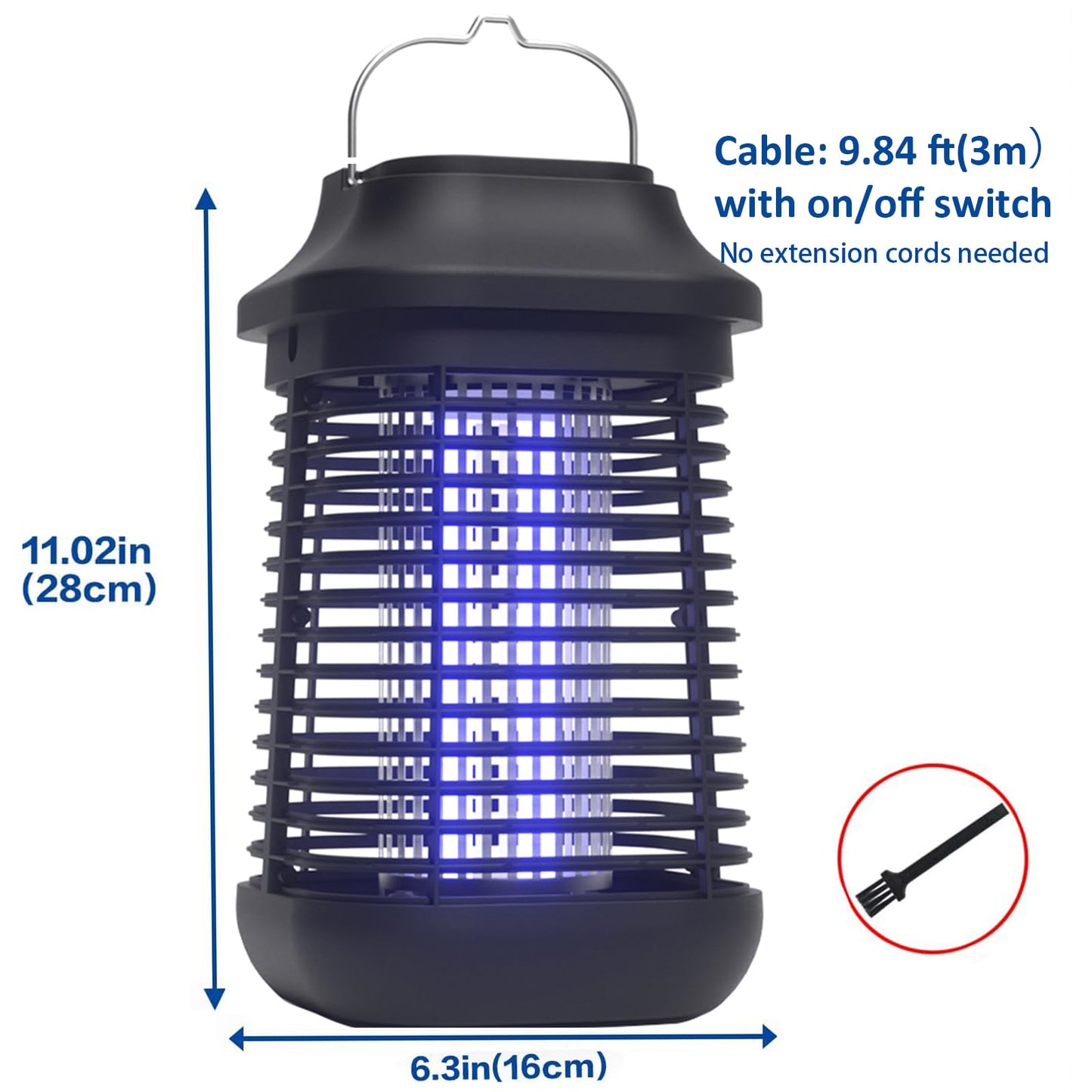 Bug Zapper for Outdoor and Indoor,3-Meter Power Cord with Switch Mosquito Zapper,Bug Zapper Outdoor for Home Backyard, Patio