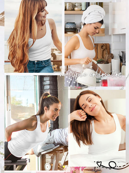 Air Curvey 4 Pack Tank Tops for Women Sleeveless Basic Undershirts Layering Casual Tops Black Grey White Pink S