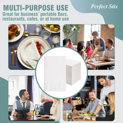 Bell Marque White Dinner Napkin-300 2-Ply White Dinner Napkins, 0.1" Height, 17" width, 15" Length (Pack of 300)