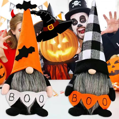 ALYRMEI Halloween Gnomes Plush Decor,Witch Scandinavian Tomte Nisse Gnome Swedish Table Decorations Handmade Gnome Decoraion for Home,Orange