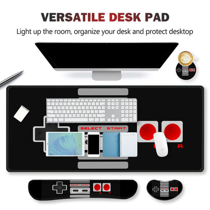 ARTSO Large Gaming Mouse Pad, Keyboard Wrist Rest Pad & Wrist Support Mousepad Set, Stitched Edge, Extended, Non-Slip Base, Memory Foam Desk Mat, Black Game Console