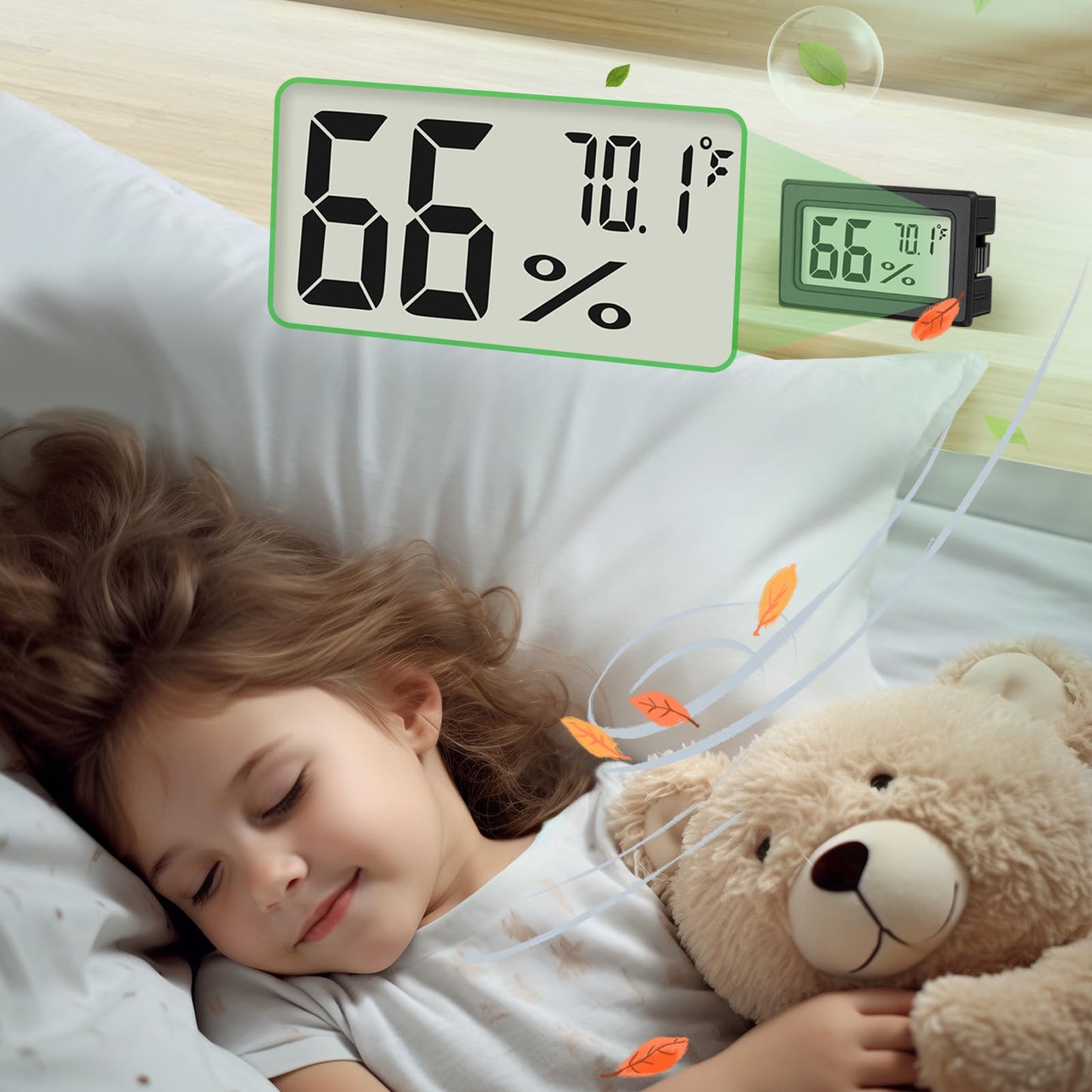 6-Pack Mini Hygrometer Indoor Humidity Meter, Mini Digital Thermometer Humidity Gauge Meter, Indoor Thermometer Hygrometer Monitor Fahrenheit (℉) for Reptile Thermostat, Jars Reptile, Fridge