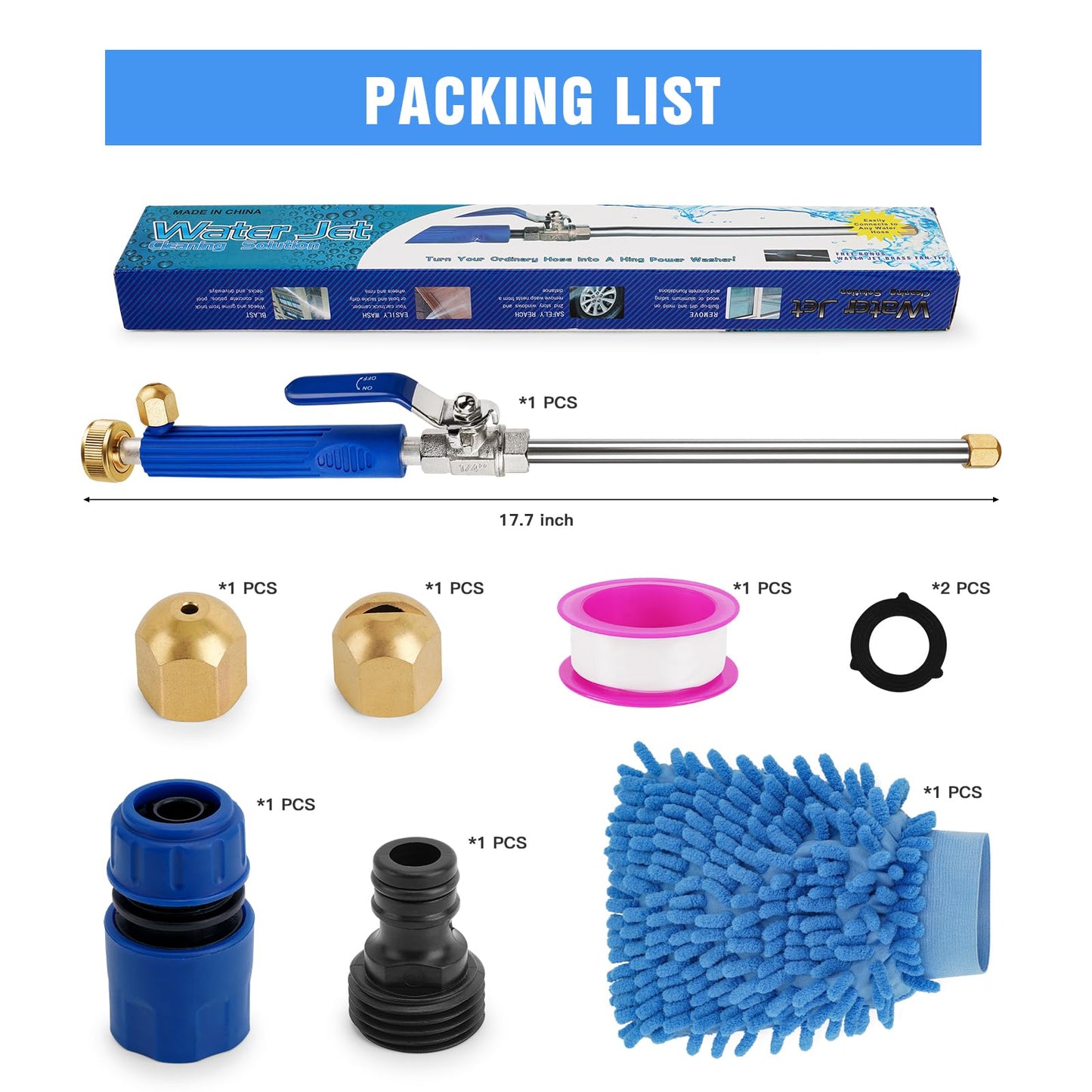 2025 Upgraded Jet Nozzle Power Washer Wand with 2 High Pressure Nozzles and Quick Connectors for Garden Hose, Hydro 2-in-1 High Pressure Heavy Duty Metal Nozzles for Watering Sprayer Cleaning Tool