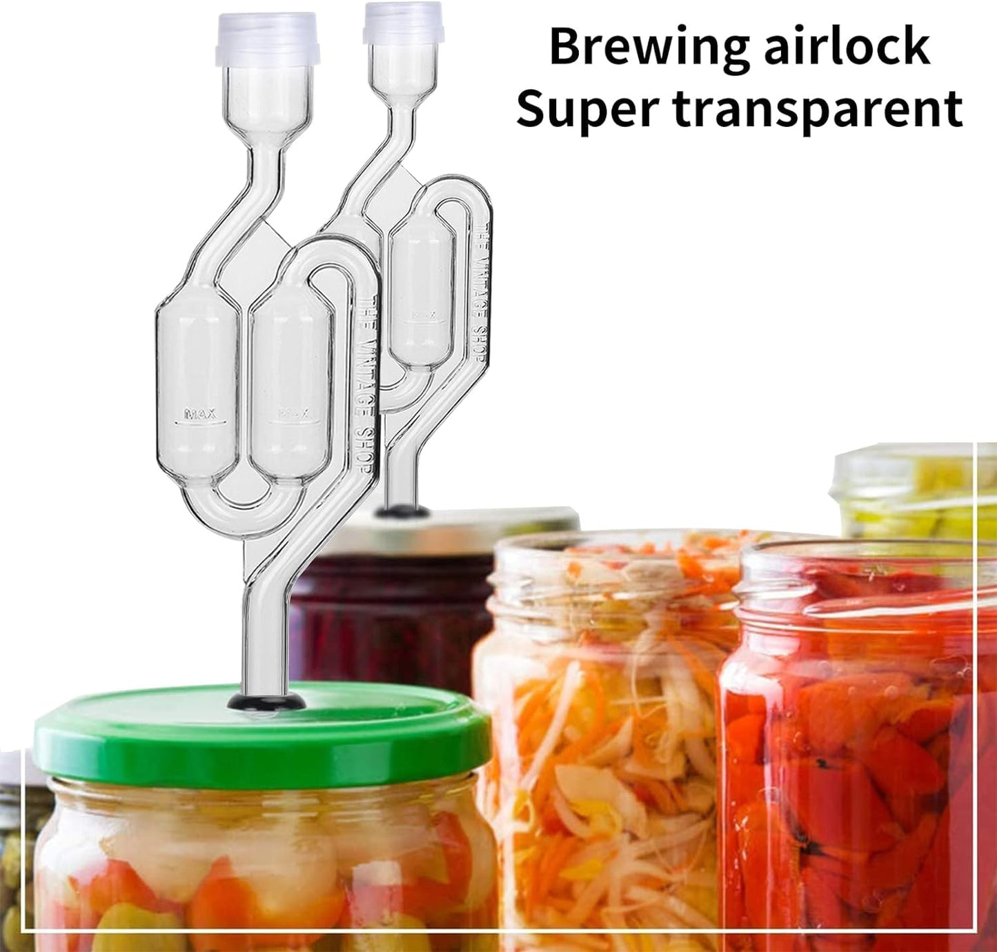 Bubble Airlock Set, 4 Airlocks for Fermenting, 4 Drilling #6 Stoppers and 8 Airlock Grommets, Used for Brewing Wine, Beer, Sauerkraut, Pickles, Etc. Fermentation Bubbler Airlock