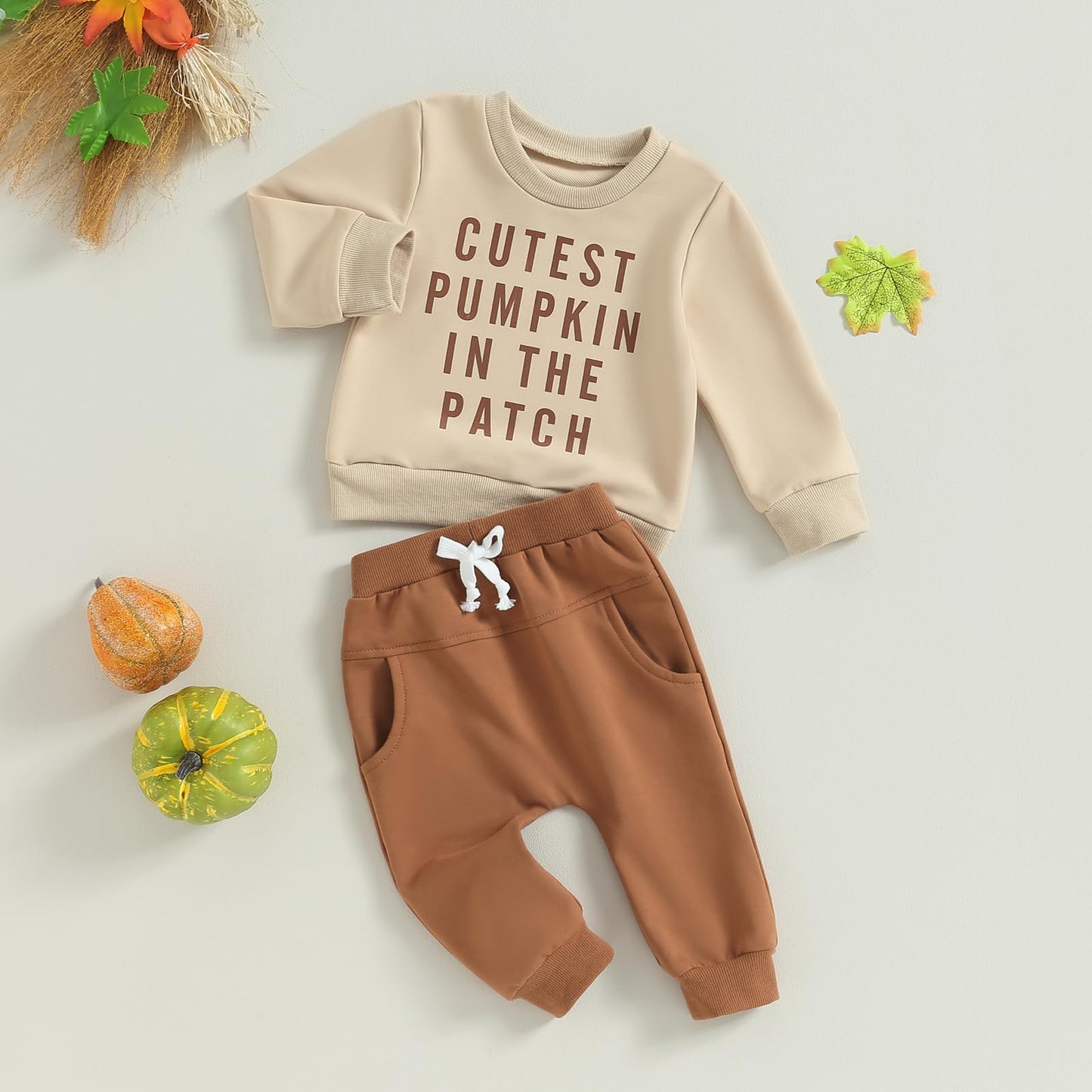 Adobabirl Toddler Baby Halloween Outfit Boy Girl Cutest Pumpkin Sweatshirt and Pants Set Halloween Fall Baby Clothes (Cutest Pumpkin In The Patch Outfit,2-3T)
