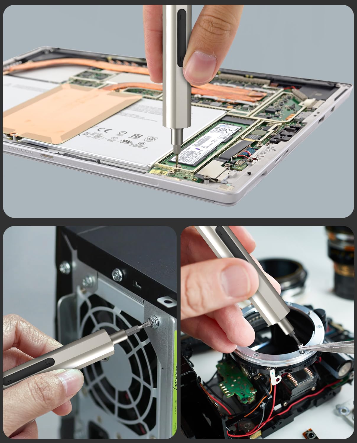 HYCHIKA Precision Screwdriver Set, Mini Electric Screwdriver 67-in-1 with 52 Magnetic Bits, 3 Torque Settings, LED Light & Rechargeable Repair Tool Kit for Computer Phone Camera