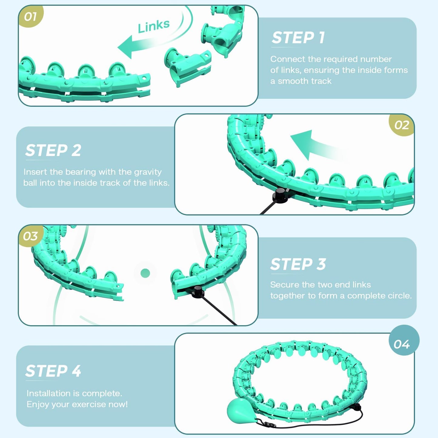 Argvsde Weighted Hula Infinity Fitness Hoop for Adult Weight Loss, 2 in 1 Smart Fitness Workout Hula Circle Hoops with 27 Detachable Knots, Exercise Fit Hoop Suitable for Women and Beginners