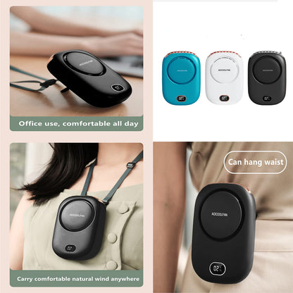 AOCOOLFAN Portable Neck Fan, Mini Small Personal Handheld Fan USB Rechargeable 3 Speed for Girls Boys Woman Eyelash Travel Home Office Outdoor (Black)