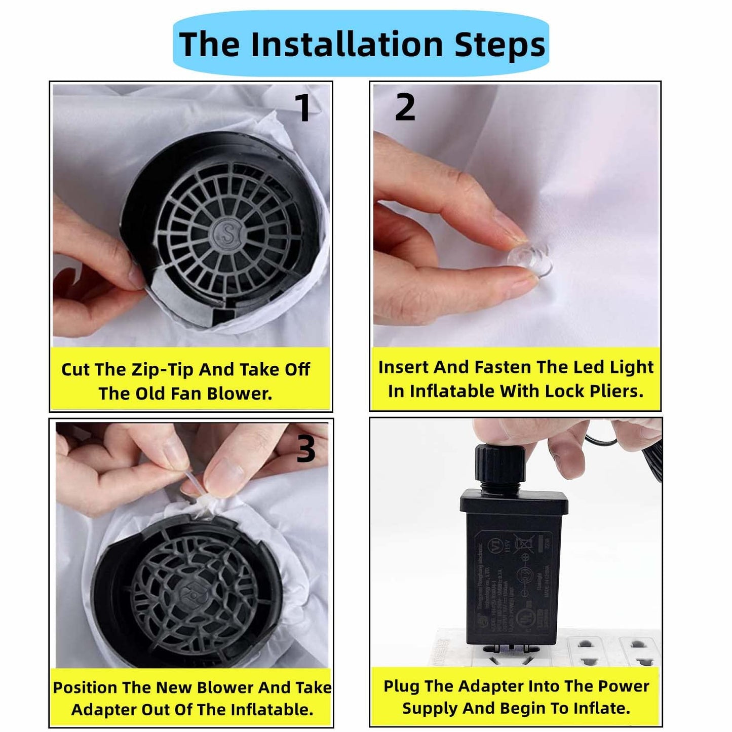 Air Blower for Inflatables 12V 0.8A Fan Blower Replacement with 3 LED Lights for Garden Yard Inflatable Decor Halloween Christmas Holiday Inflatables (Air Blower 0.8A)