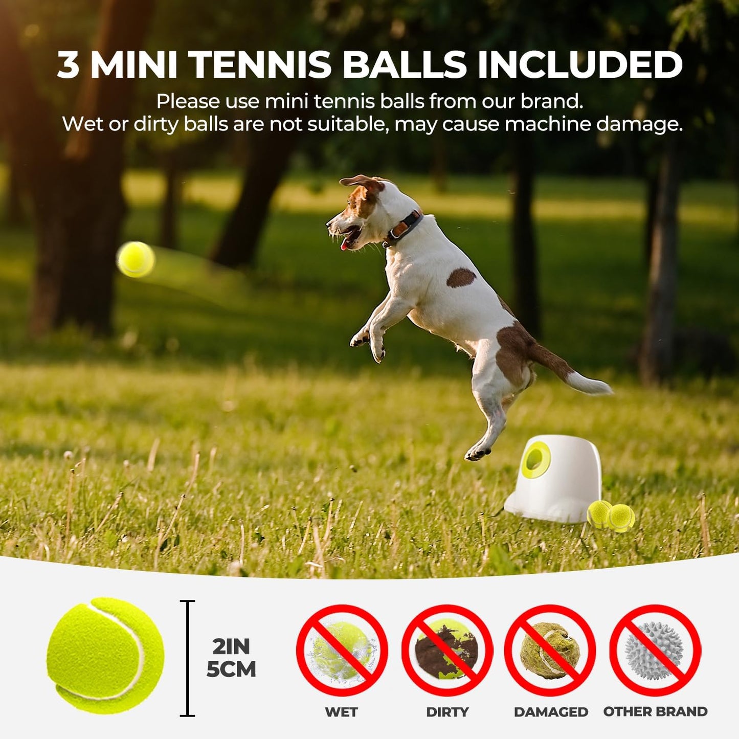 AFP Automatic Ball Launcher for Dogs Interactive Puppy Pet Ball Indoor Thrower Fetch Machine, 3 Balls Included (2 inch) for Small to Medium Dogs