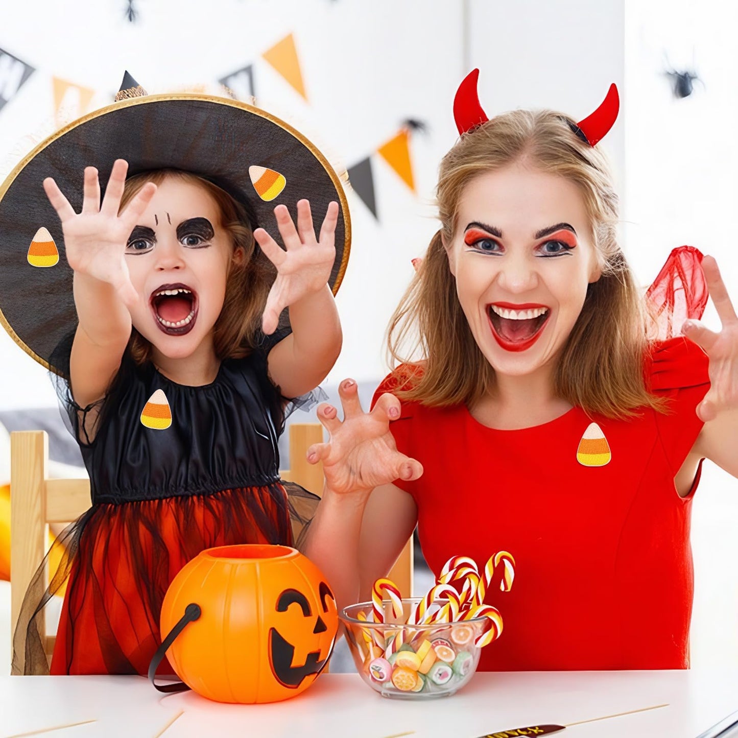 AUGSUN 30pcs Halloween Candy Corn Iron On Patches Embroidered Sew On Applique Repair Patch DIY Crafts for Clothing Jacket Jeans Pants Dress Backpack Hat