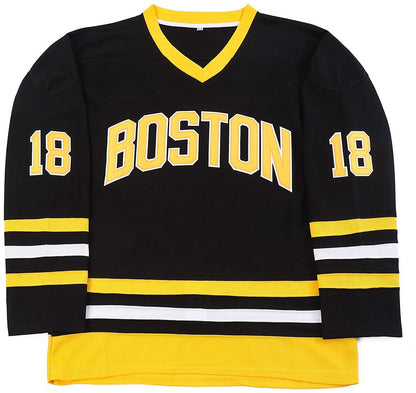 Boston Happy Gilmore #18 Adam Sandler 1996 Movie Ice Hockey Jersey Stitched Letters and Numbers S-XXXL