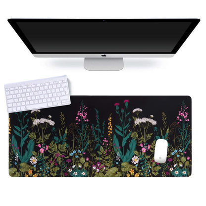 iCasso Desk Mat, Big Desk Pad, XXL Extended Gaming Mouse Pad, Large Mouse Pad for Desk Rubber Base Mousepad with Stitched Edges, Keyboard Mouse Mat for Work, Game, Office, Home - Weeds