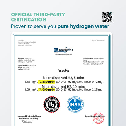 Hydrogen Water Bottle Generator - Up to 4100+ PPB - SPE/PEM Technology - Certified H2 Generator - Portable Athletic Performance & Hydration System - 6-Hour Hydrogen Retention, 10 oz (Turquoise)