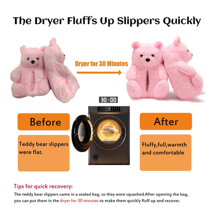 Women's Teddy Bear Slippers Black Fuzzy Slippers for Women Indoor Cute House Slippers for Women Ladies Teen Girls Fluffy Funny Bedroom Animal Slippers for Women Birthday Valentine's Day Gift Ideas