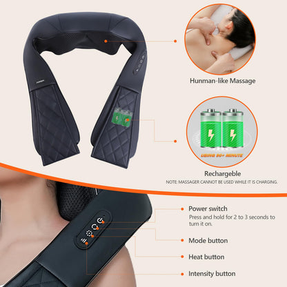 Admbm Back and Neck Massager,Shiatsu Back Massager with Heat,Cordless Portable Kneading Shoulder Massage Shawl Electric Massage Pillow for Pain Relief Deep Tissue Gifts for Dad Mom Friends
