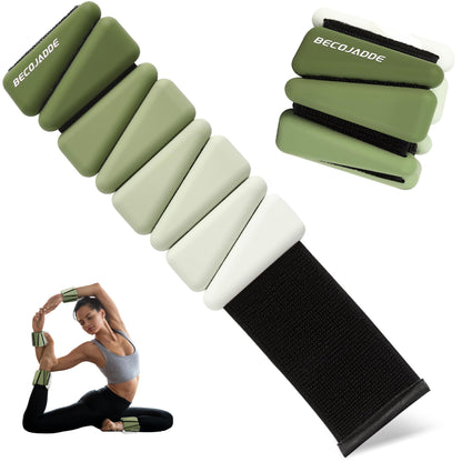 BECOJADDE Wrist Weights for Women At Home 1Lb Ankle Weights Set of 2 Adjustable Weighted Wristbands Arm Leg Weights for Women Men Suitable for Walking Swimming Running Pilates Yoga Gym, Green