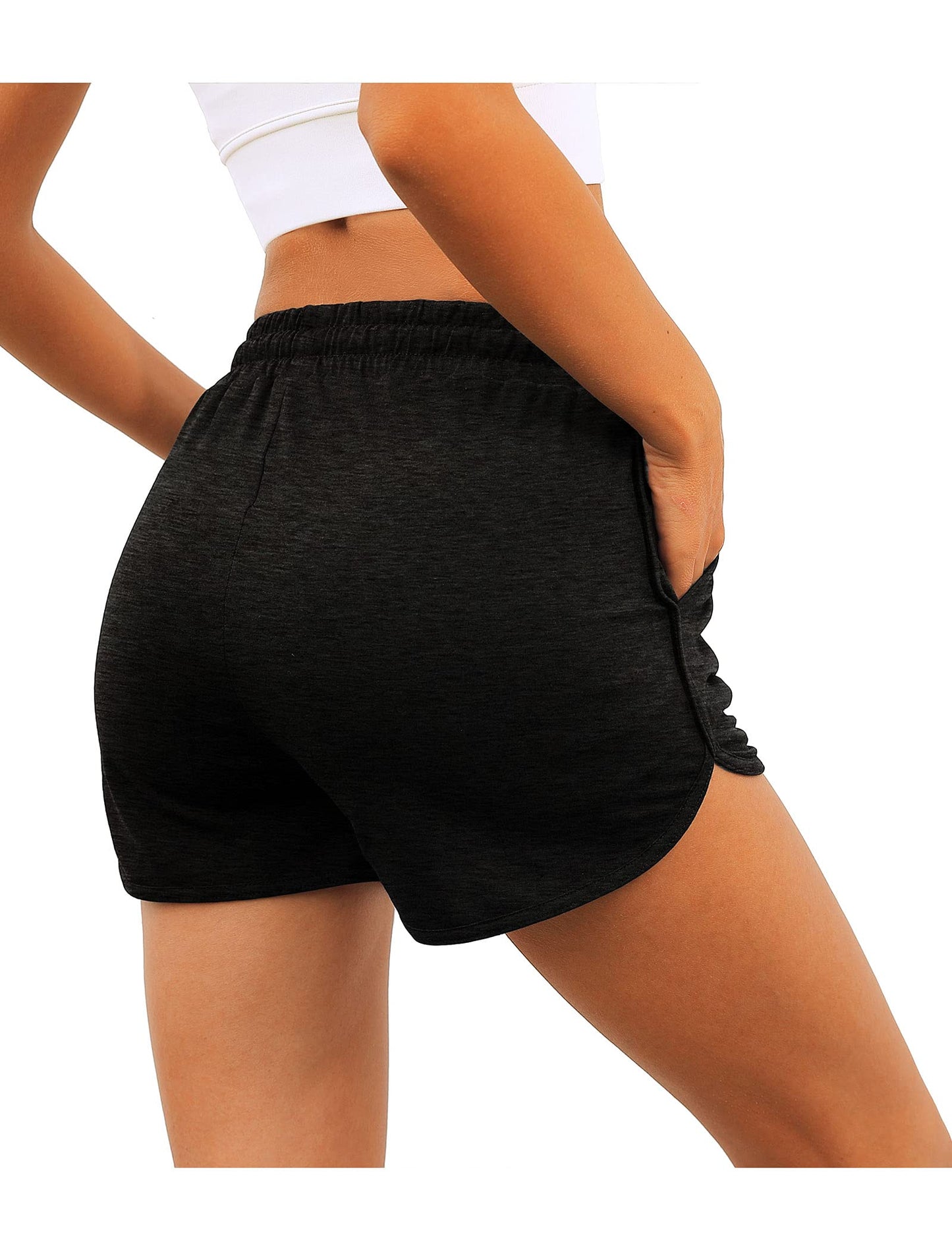 Aloodor Workout Shorts for Women Back to School Running Athletic Shorts Black M