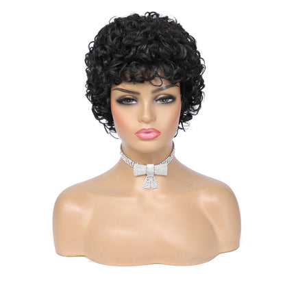 Adequate Mens Short Afro Curly Wigs for Male 70s 80s Disco Wig Guy Rocker Wig Halloween Cosplay Fancy Wigs for Daily Party Costume (Black)