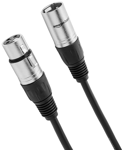 Amazon Basics XLR Male to Female Microphone Cable for Speaker or PA System, All Copper Conductors, 6MM PVC Jacket, 6 Foot, Black