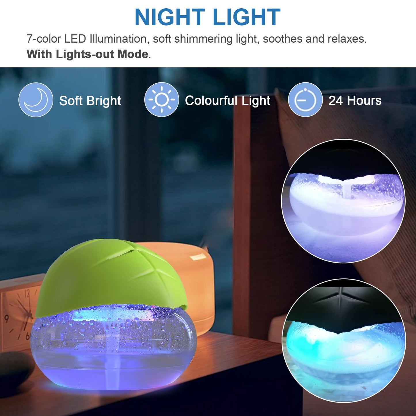 ap airpleasure Water-Based Purifier Air Washer, Air Revitalizer & Freshener, Air Fresher with 7 LED Color Changing Light for Rooms (Green)