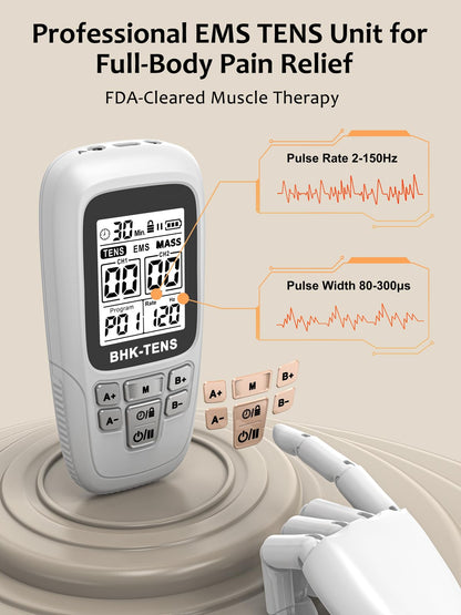 24 Modes TENS EMS Unit for Pain Relief, Muscle Stimulator Machine with 8 Reusable Electrode Pads - FDA Cleared 3-in-1 Device, 40 Intensity Levels, 90 Min Timer, Back/Neck/Knee Therapy, Pulse 2-150Hz