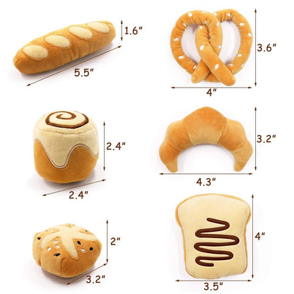 Bread Catnip Toys, Cat Toy for Indoor Interactive Toys, Kitten Chew Bite Kick Toy Baguette Croissant Pretzel Toast Bun Cinnamon Roll Plush Catmint Pet Birthday Presents 6 Pack