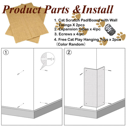 Hutpet 2Pcs Packing Foldable Cat Scratcher Board,Sofa Wall Corner Cat Scratching Pads, Horizontal Cats Scratcher Guards for Furniture Wall Cat Scratchers for Indoor Cats