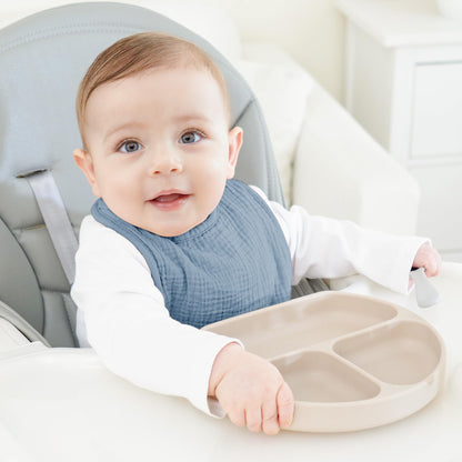 Bearmoss Muslin Baby Drooling Bibs 8 Pack, 100% Cotton Square Adjustable Bandana Bibs Gift for Baby Girls Boys Teething Drool (Mint Iceberg)