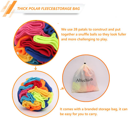 Ablechien Snuffle Ball - Snuffle Ball for Small Dogs, Interactive Dog Toys to Keep Them Busy, Puppy Dog Puzzle Toy with Storage Bag Machine Washable