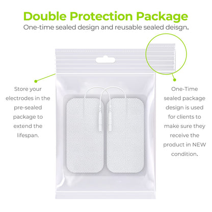 AUVON TENS Unit Pads 2"X4" 10 Pcs, 3rd Gen Latex-Free Rectangular Replacement Pads Electrode Patches with Upgraded Self-Stick Performance for Electrotherapy