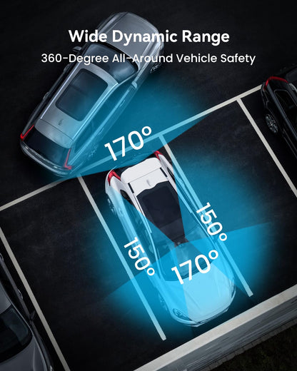 IIWEY N5 4 Channel Dash Cam 360° View, 1080P Front and Rear Inside, Left Right Dash Camera for Cars, 8 IR Lamps Night Vision, 5G WiFi & APP Control, G-Sensor, Parking Mode, with a Free 128GB SD Card