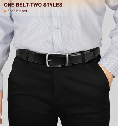 BULLIANT Men's Belt,Reversible Belt Adjustable For Gift Men 1.25"-Cut For Fit-2 Sides in 1 Belt(Not 2)(Black/Light Brown,38"-40" Waist Adjustable)