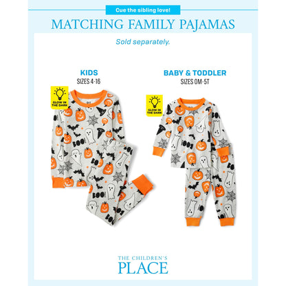 The Children's Place,Unisex Baby,and Kids, Sibling Matching, Holiday Pajama Sets, Cotton,Ghosts/Pumpkins Halloween,4 Years
