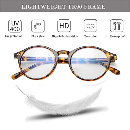 HJSTES Vintage Blue Light Glasses for Women Men Round Bluelight Blocking Glasses Thick TR90 Frame Eyeglasses(Tortoise)