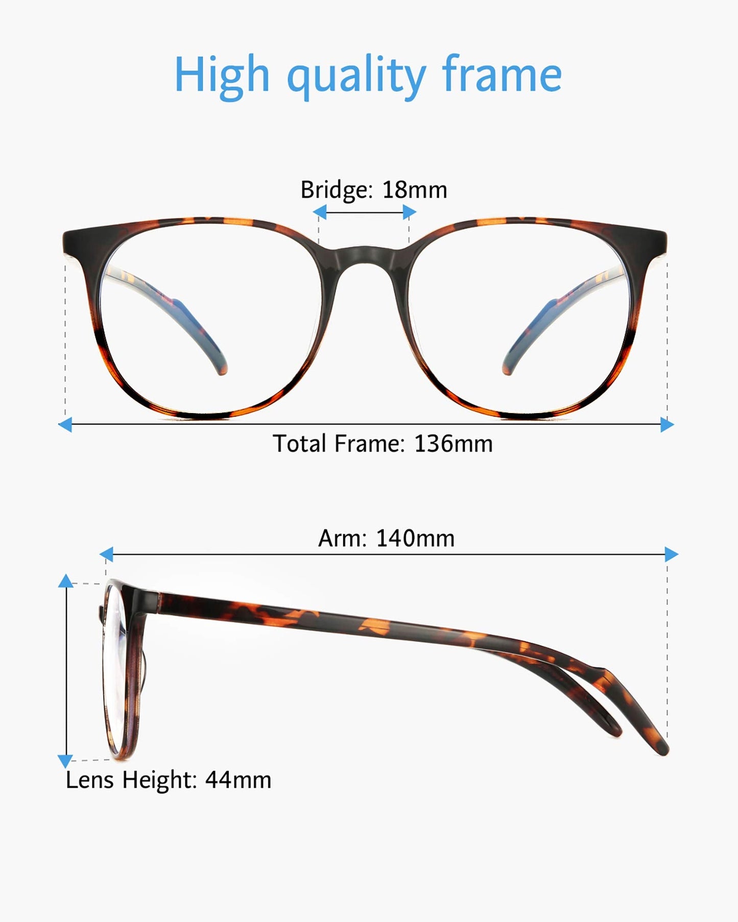 ANRRI Blue Light Blocking Glasses Anti Eye Strain Computer Glasses Filter UV400 Lightweight Frame Eyeglasses for Women Men