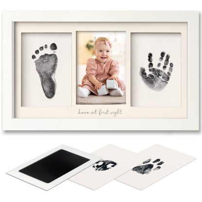 Inkless Baby Hand and Footprint Kit Boy, Girl - No Mess Ink Pad for Handprint, Clean Touch Dog Paw Print Kit, Personalized Baby Shower Gifts, Nursery Newborn Keepsake Frame (Alpine White)