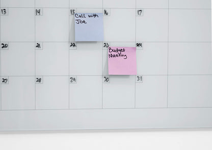 Audio-Visual Direct Magnetic Glass Dry Erase Board Set (3' x 2', Calendar White) for Wall - Monthly Planner