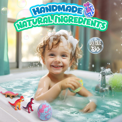 Bath Bombs for Kids with Dragon Toys Inside, Sanyi Dinosaur Toys Gifts for Kids 5-7, Dino Egg Fillers Bubble Bath Birthday Gifts for Boys Girls Toddler