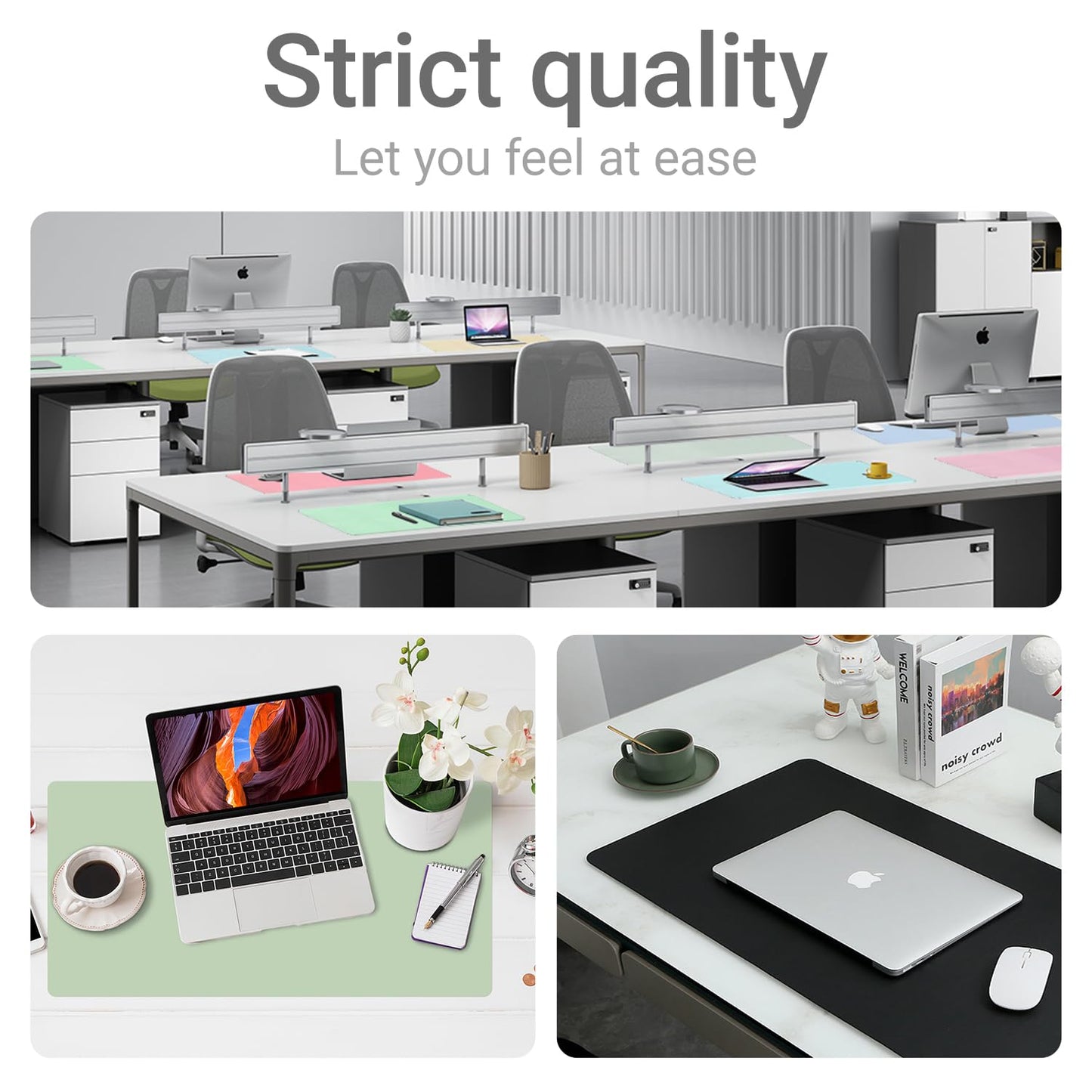 Boutilon Leather Desk Pad Protector,Non-Slip Mouse Pad,Laptop Desk Pad,Office Mouse Mat,Waterproof Leather Desk Blotter,Desk Writing Pad for Office and Home (M-Grey,30"x14")