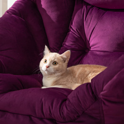 HollyHOME Lazy Chair with Armrest and Side Pocket, Comfy Accent Lounge Chair,Leisure Sofa Armchair for Living Room, Bedroom, Dorm, or Small Spaces, Oversized Reading Sofa Chair,Velvet Deep Purple