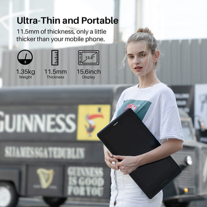 HUION KAMVAS Pro 16 Drawing Tablet with Screen, 15.6 inch Pen Display Anti-Glare Glass 6 Shortcut Keys Adjustable Stand, Graphics Tablet for Drawing, Writing, Design, Work with Windows, Mac and Linux